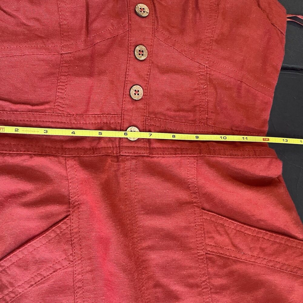 NWOT Japna Linen Blend Tank Knee Length Dress Pockets Womens XS Rust Red Orange - Picture 10 of 11